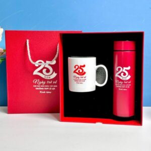 Set Bình Giữ Nhiệt Cốc Sứ In Logo Theo Yêu Cầu