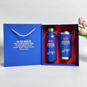Set Bình Cốc Giữ Nhiệt In Logo Làm Quà Tặng Doanh Nghiệp