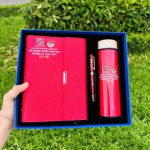 Set Sổ Bình Bút Quà Tặng Đối Tác In Logo