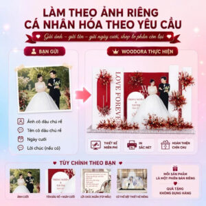 Standee Đám Cưới 3D – In Ảnh Theo Yêu Cầu, Mô Hình Quà Cưới Sang Trọng, Decor (Tặng Hộp+ Túi) - W001