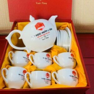 Bộ Ấm Chén Dáng Bưởi In Logo Quà Tặng Đối Tác