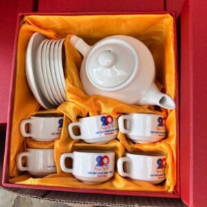 Bộ Ấm Chén Dáng Hong Kong In Logo Công Ty